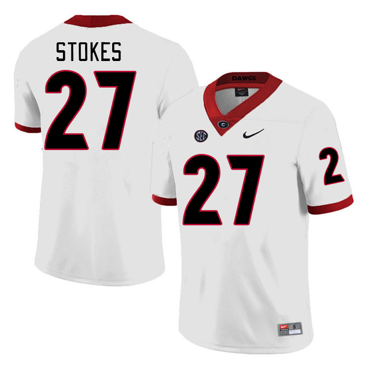 #27 Eric Stokes Georgia Bulldogs Jerseys Football Stitched-Retro White
